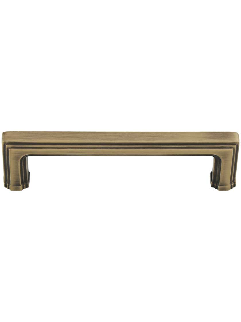 Carre Cabinet Pull - 4 inch Center-to-Center in Antique Brass.